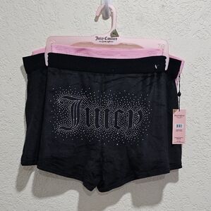 Juicy Couture Pajama Short Black Pink Velour Set XL New Sleepwear